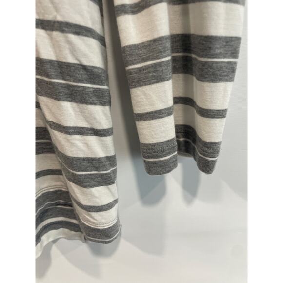 Pure Jill Striped Pullover Top  Long Sleeve Women’s Large Grey White Round Neck - Picture 4 of 6